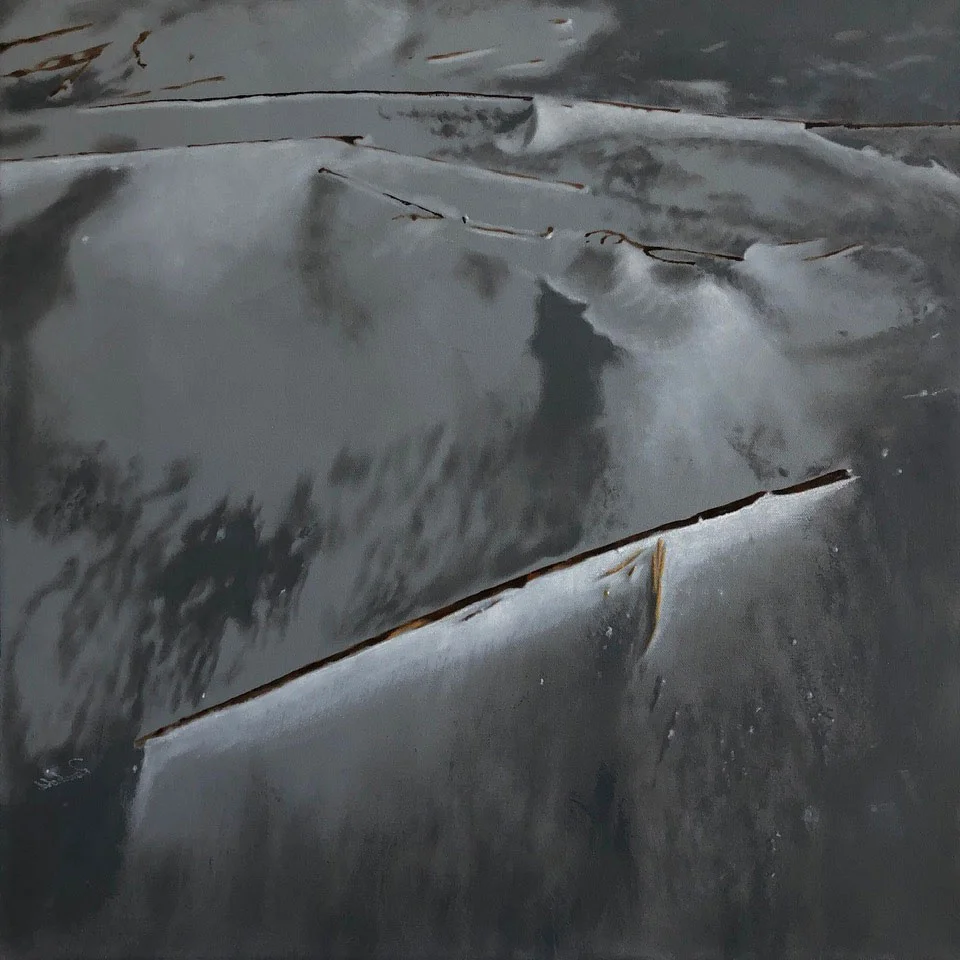 black and white sea straw 24x24 oil on canvas