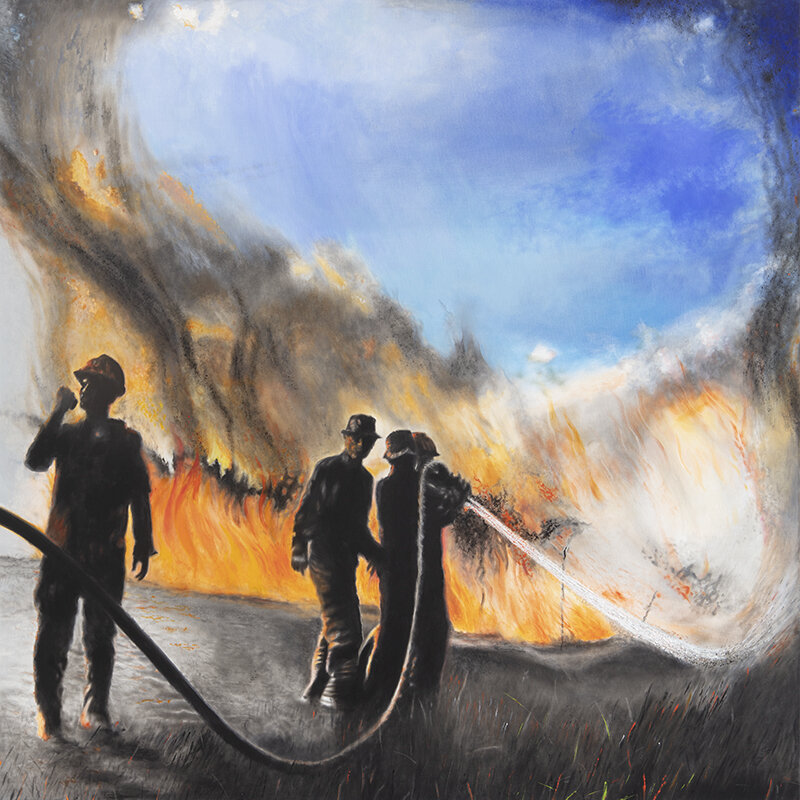 hey kids, your parents burned your inheritance <span class="sizes-inline">48 x 48  oil on canvas</span>