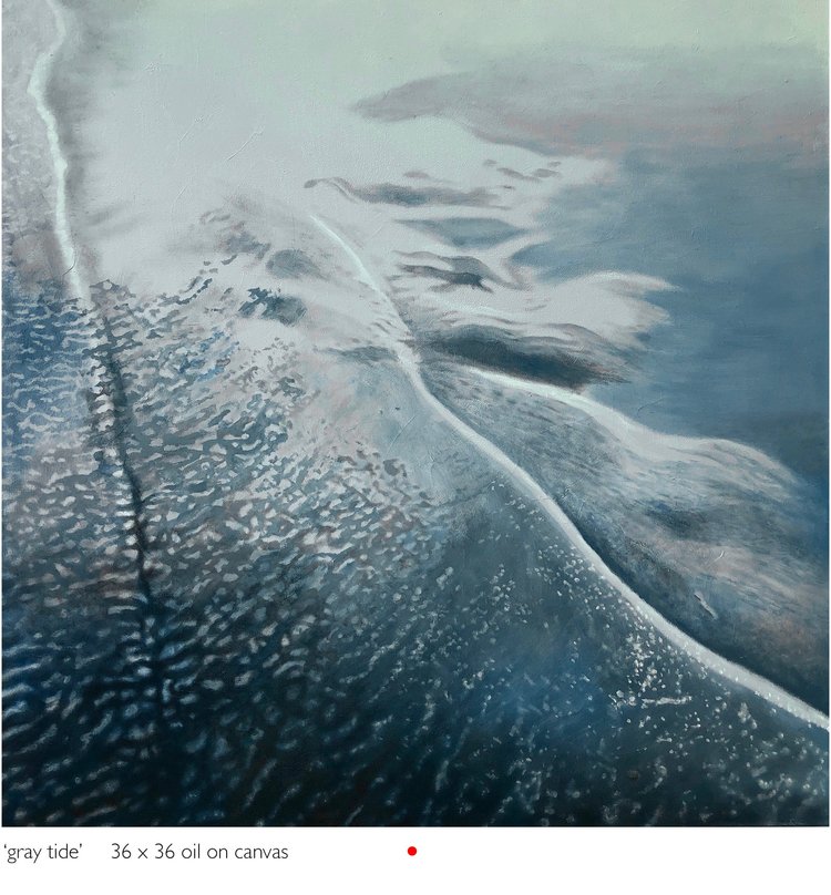 gray tide, 36 x 36 in, oil on canvas. Painting by Reinhold Schwenk.