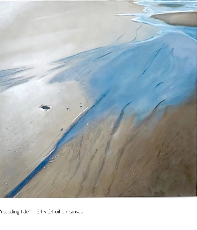 receding tide, 24 x 24 in, oil on canvas. Painting by Reinhold Schwenk.