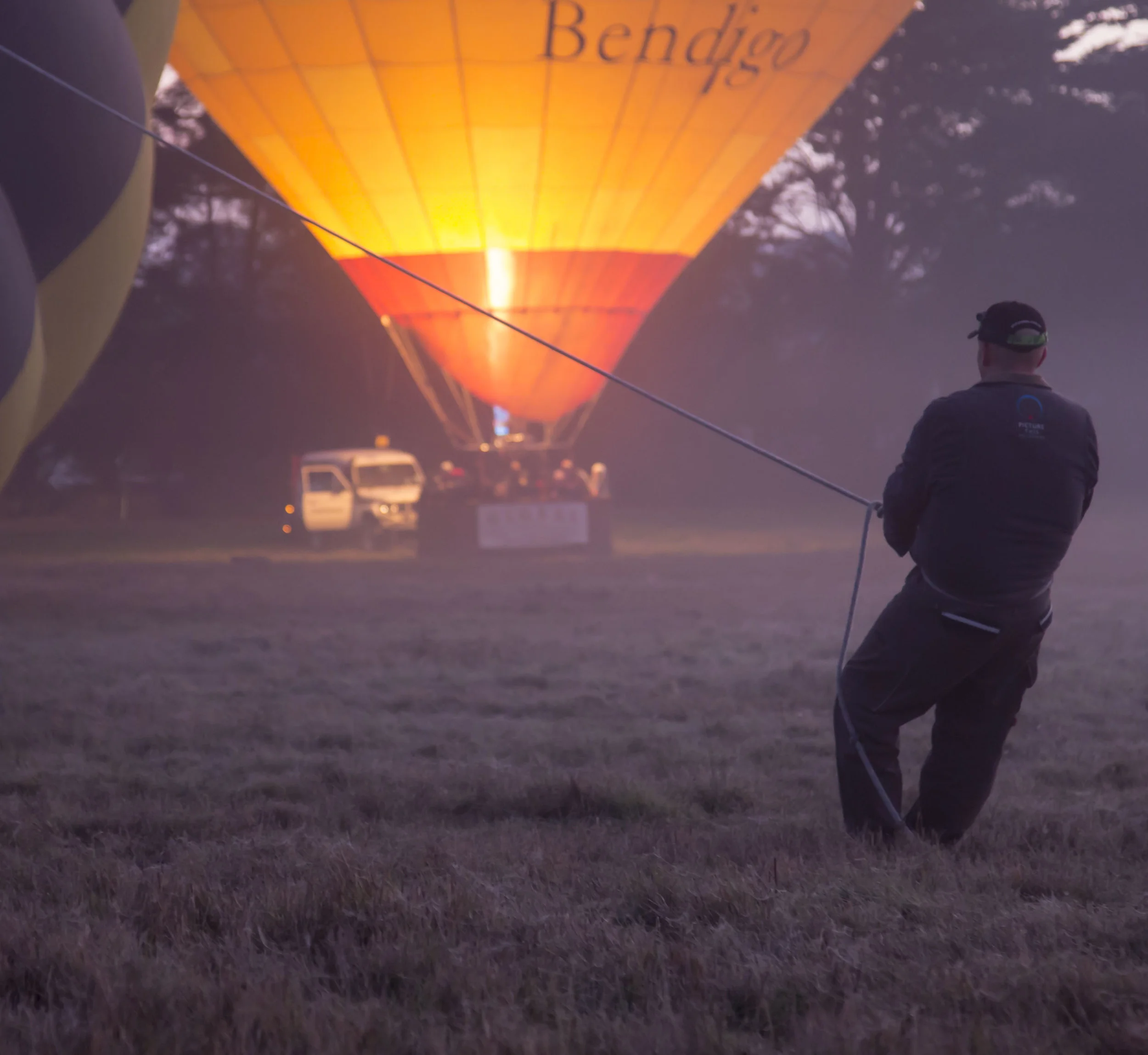 Our crew preparing a balloon for flight in the Yarra Valley.