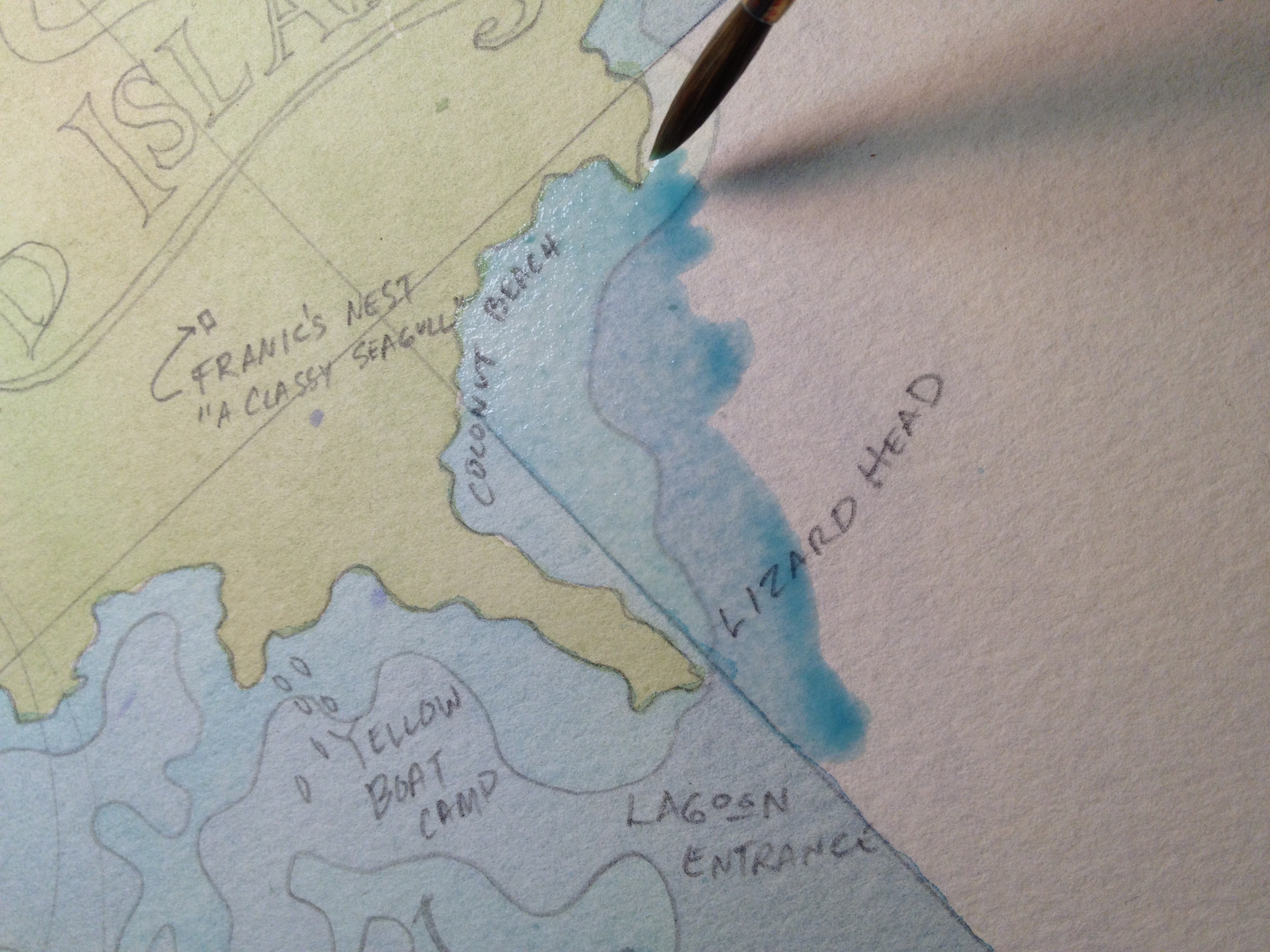 A custom map depicting the honeymoon adventures for a client.