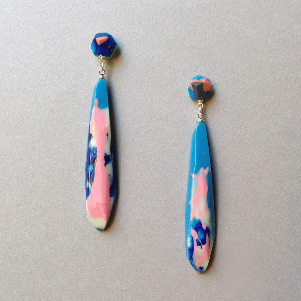 flock curiosity long glam facet resin earrings falling for florin 