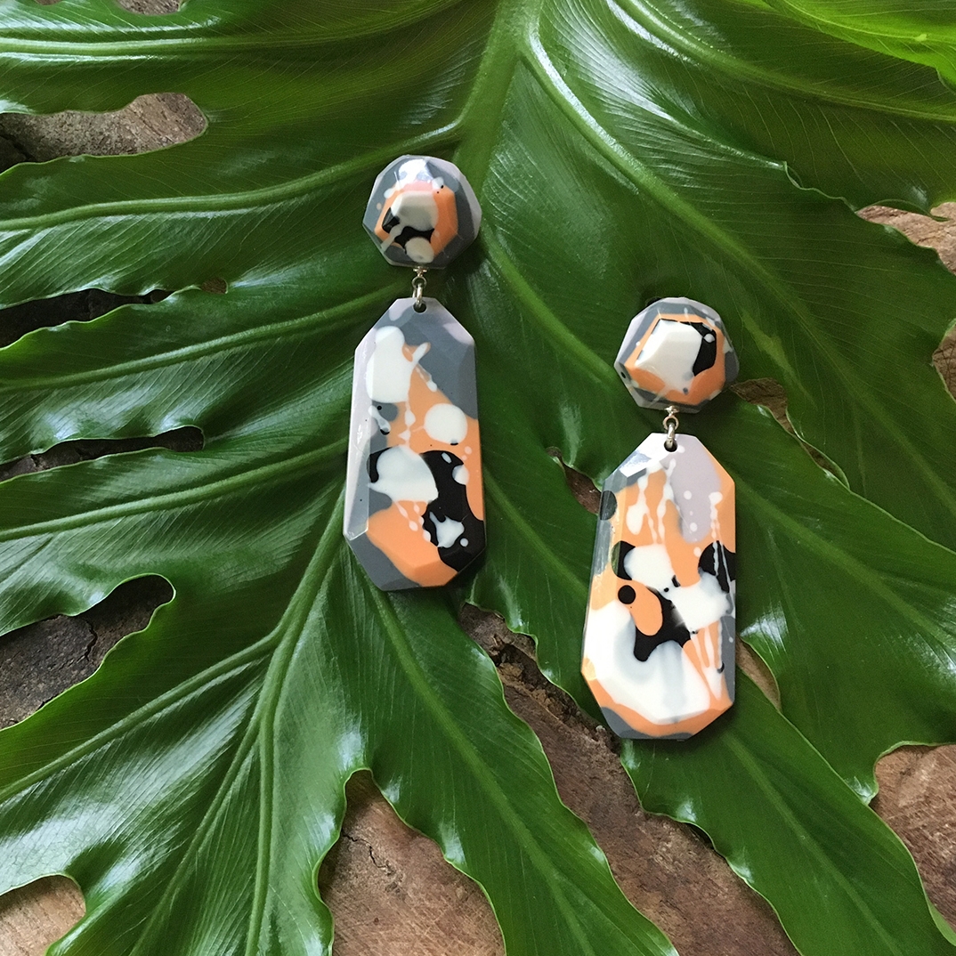 falling for florin handmade resin earrings by flock curiosity assembly