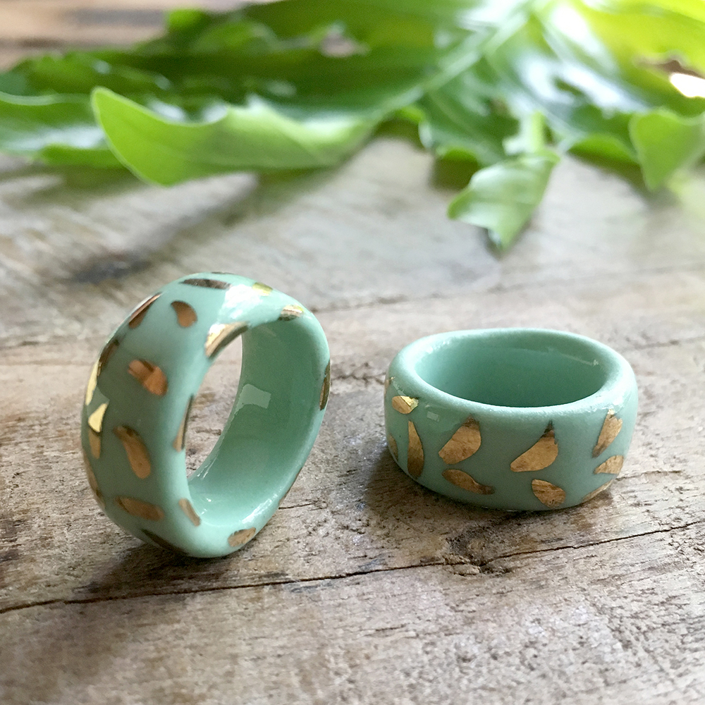 handmade porcelain rings by Ruby Piven falling for florin key west