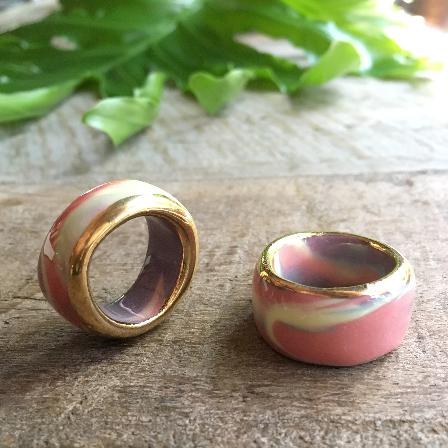 handmade porcelain rings by Ruby Piven falling for florin key west