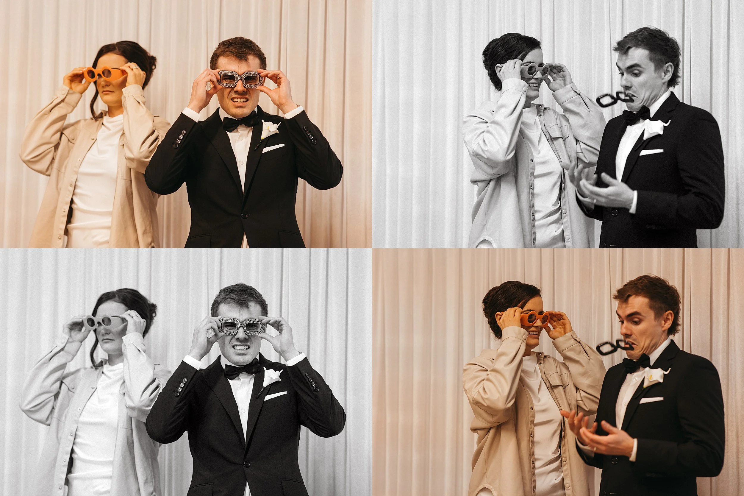 bride and groom photobooth