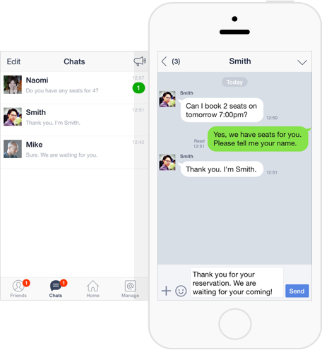 Messaging via LINE