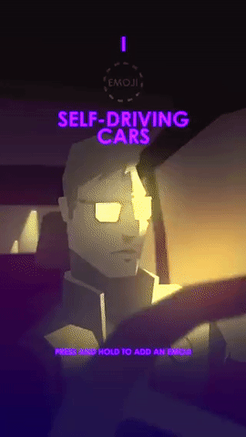 In their Snapchat Discover channels, companies include fun Snaps in between their content that encourage sharing even though it doesn't directly promote their business. "I (insert emoji) self-driving cars" lets users quickly add an emoji to share their opinion after reading an article about the subject.