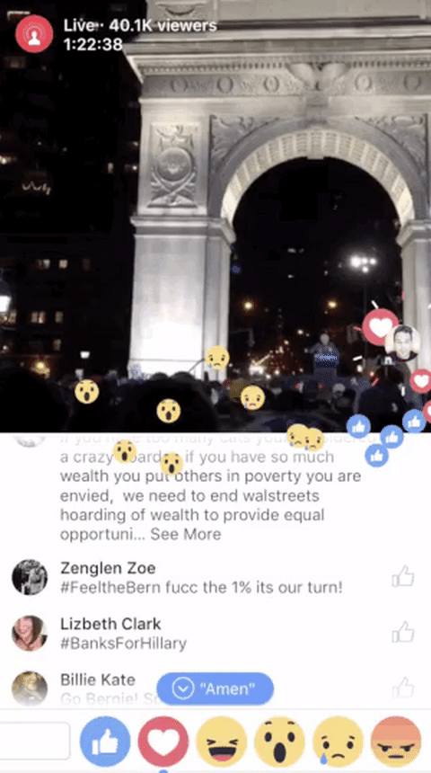 Facebook Live is right in the Facebook app, allowing fans and other users to tune in. (Image from Product Hunt )