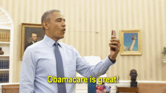 US President Barack Obama using Snapchat in a comedy skit.