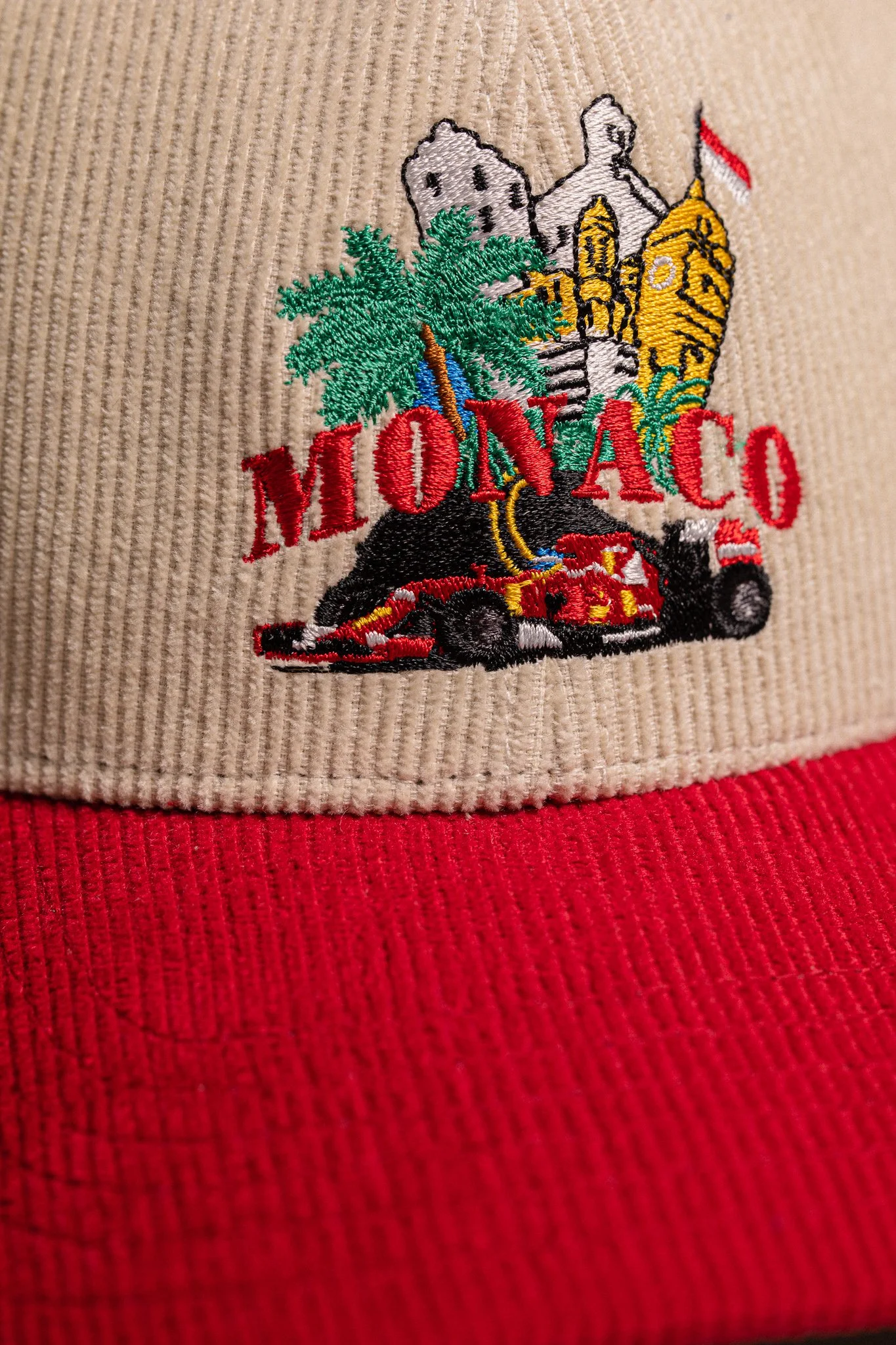 Pirate Monaco Racing Corduroy Hat (Cream/Red) — PIRATE WORLDWIDE