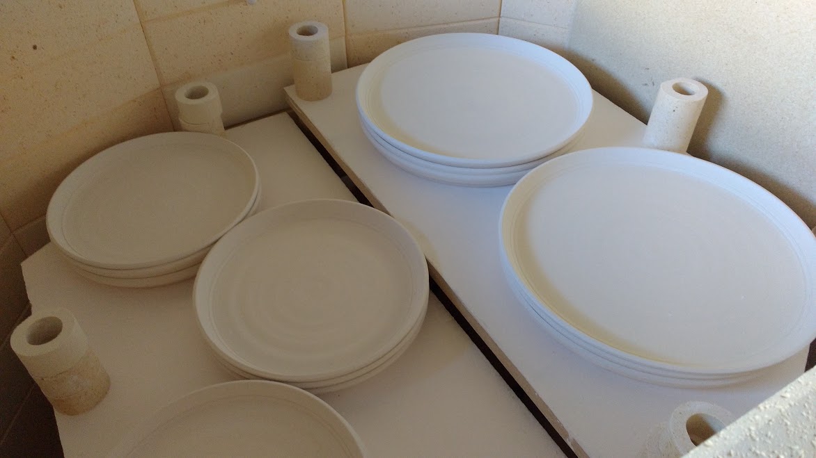 Bisc fired plates in the inaugural firing of my new kiln