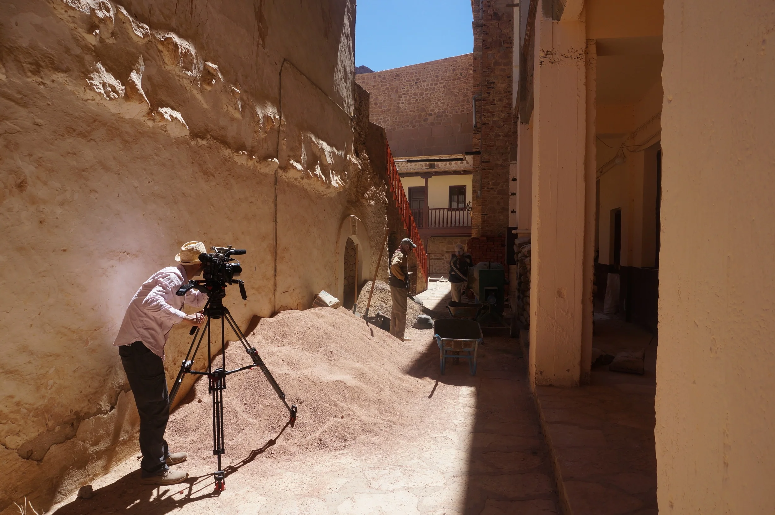 Local Bedouins are helping with the construction work. The monks and Bedouins have lived in harmony for centuries despite being of different faiths.