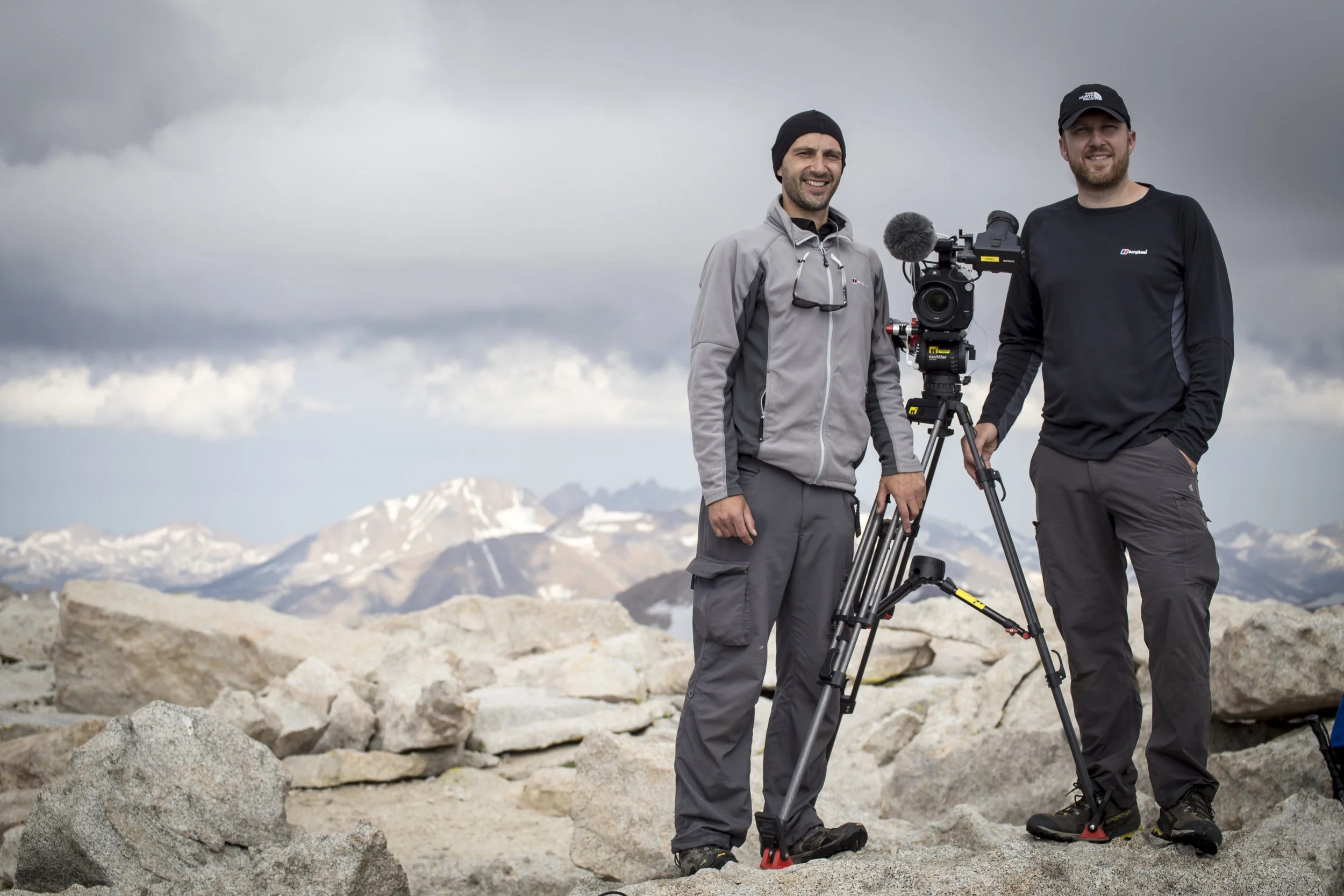 Me and Director Wes at the summit. Not sure why we are both holding onto the tripod. A bit light headed maybe....