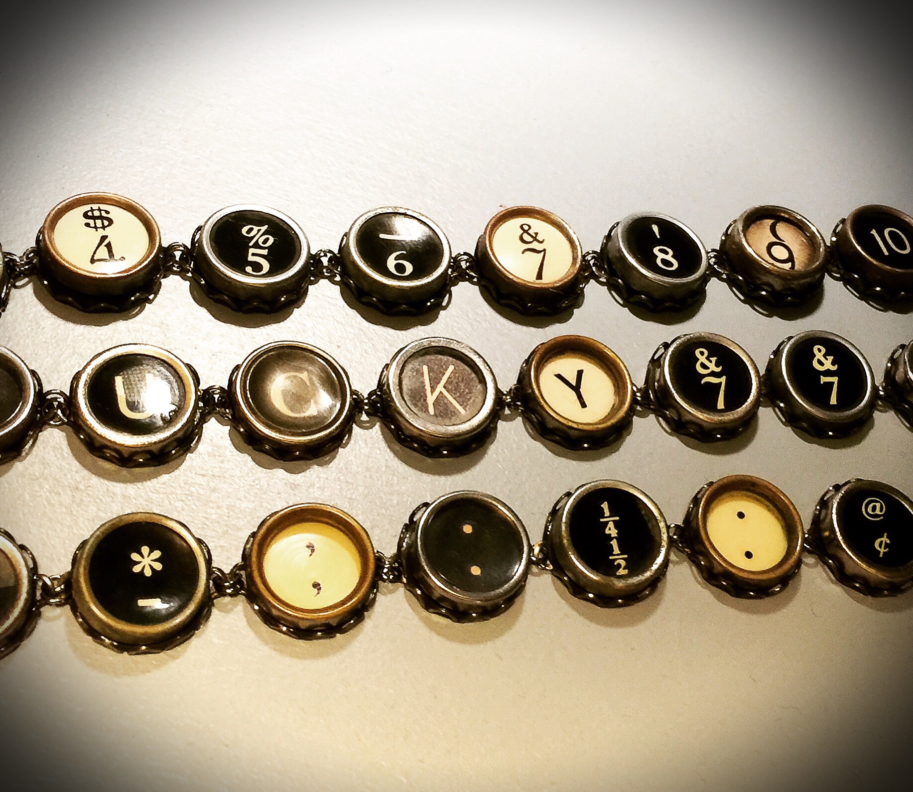 Vintage typewriter key bracelets