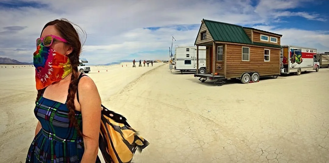 Our tiny home parked in the Black Rock Desert at Burning Man