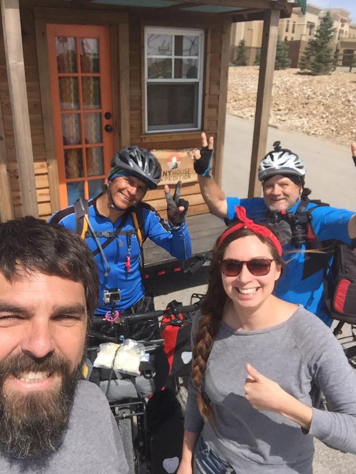Meeting the BICYCLE Journalists at a gas Station in Wyoming