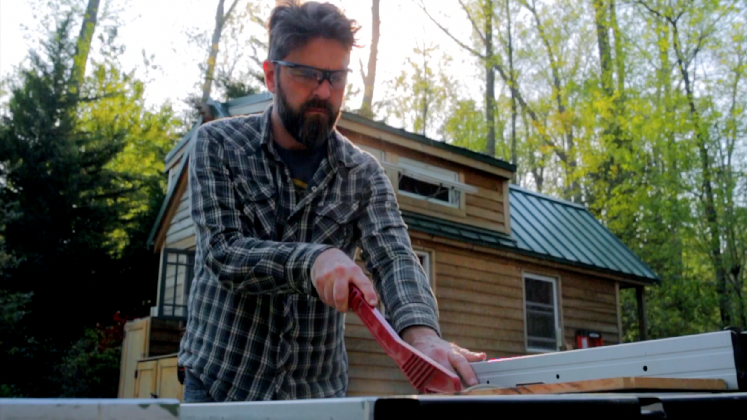 Cutting the flooring planks to size