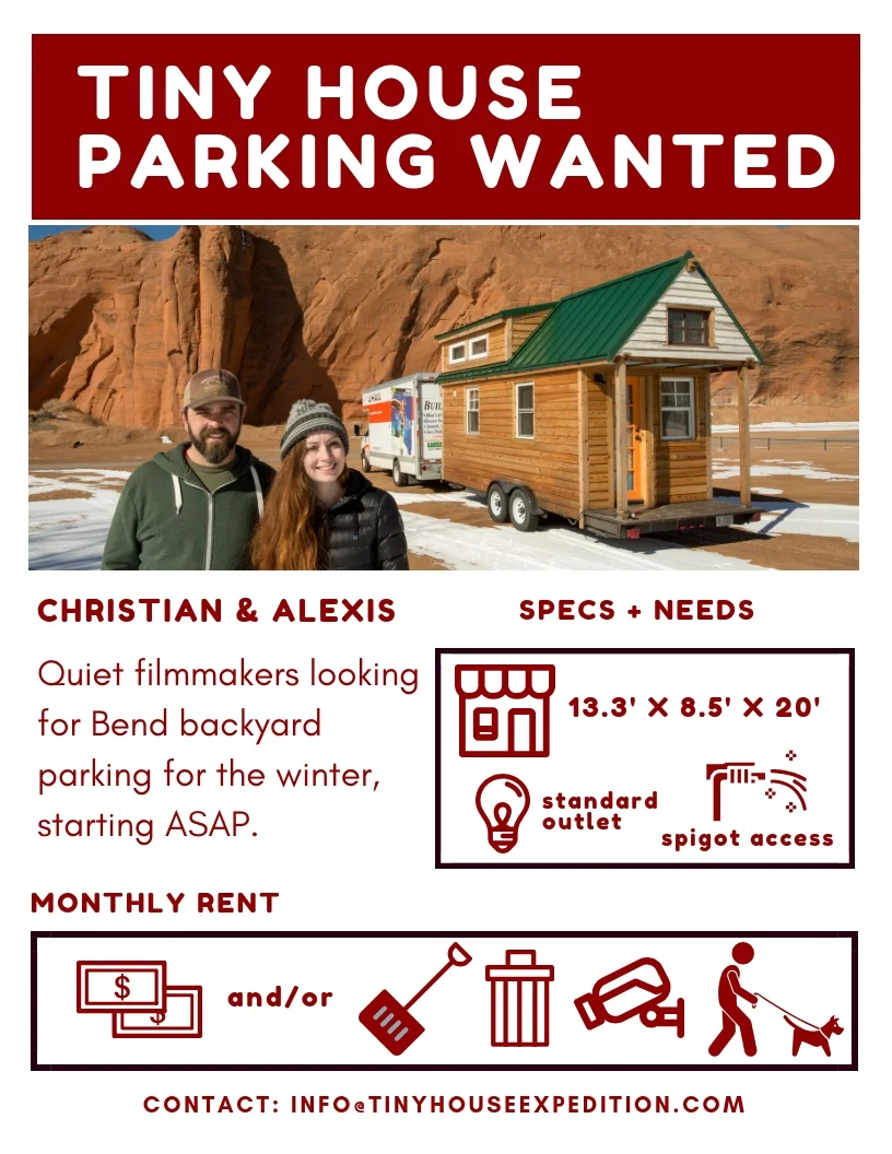 Tiny House Parking Wanted Flyer