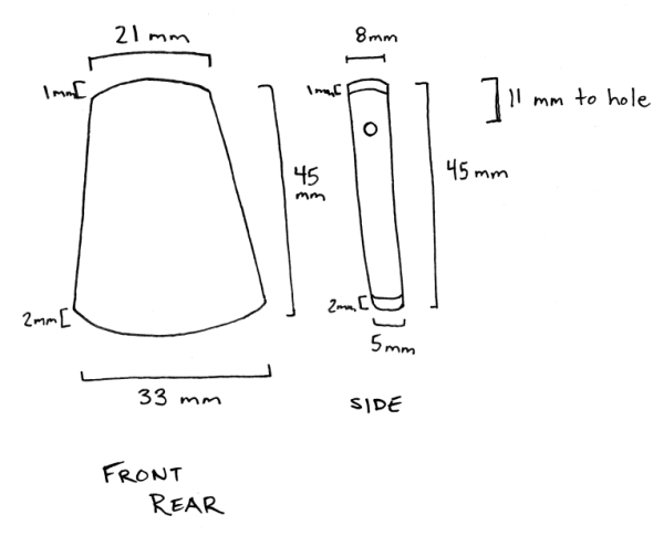 Example of a drawing of a piece with identical front and back sides (Illustrations and design notes by Elizabeth Porter (snowbringer@gmail.com, twitter: @snowbringer)