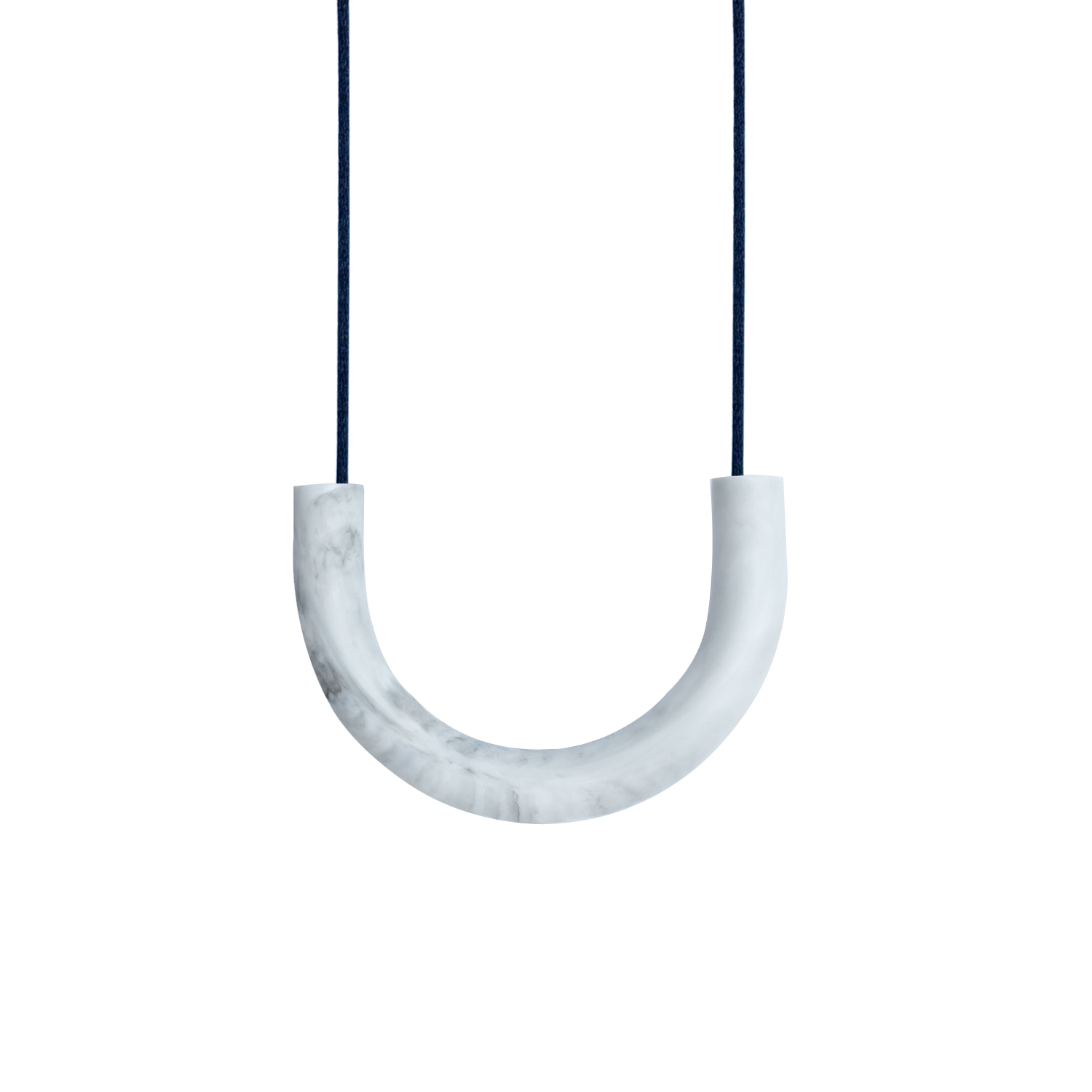 a white with light grey swirls silicone chewable tube