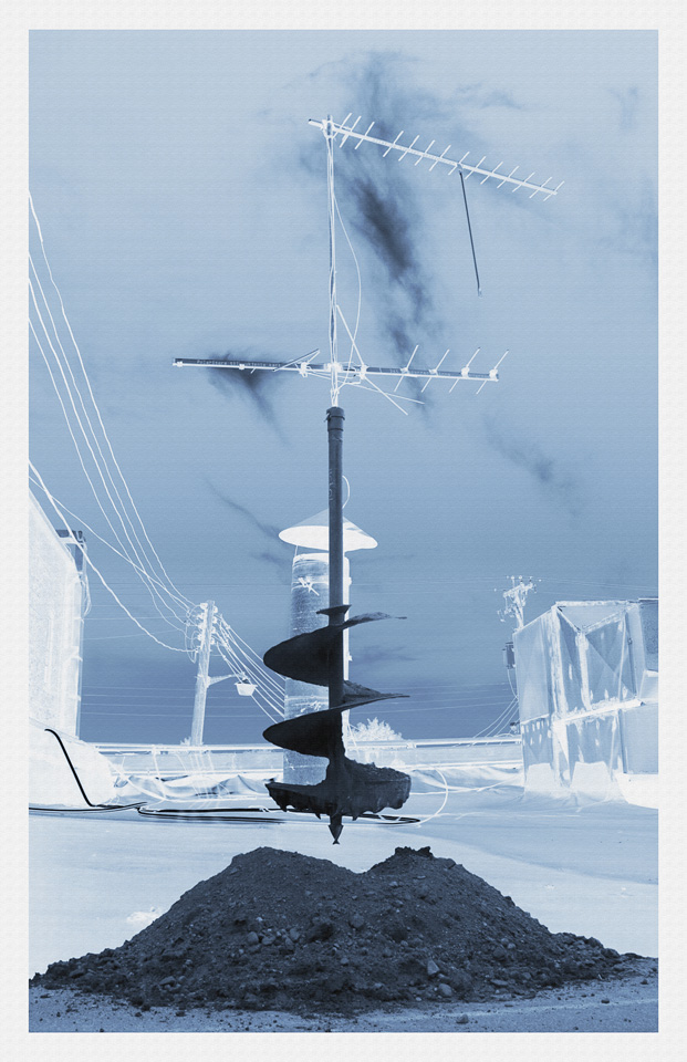 Blink and the heart explodes, polarized to maps, that erase the past (Norwegian) archival pigment on aluminum, 24" x36", 2009