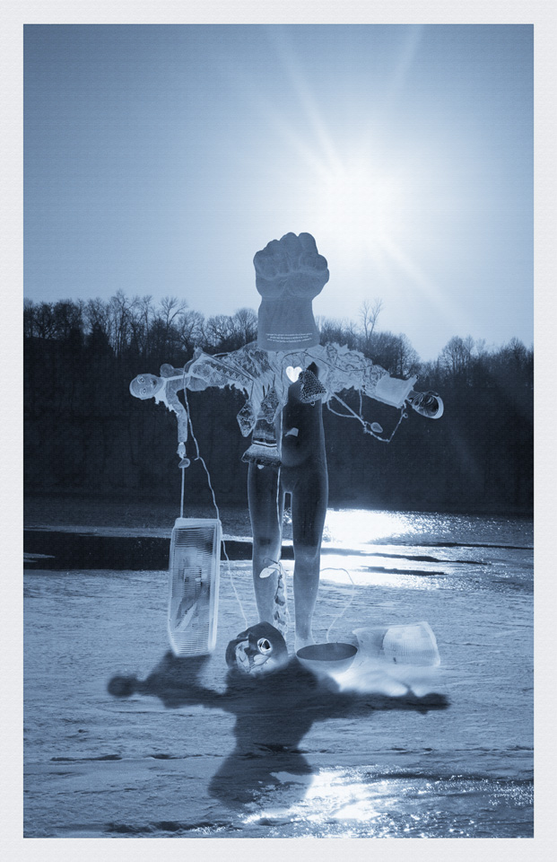 Sad girl, leave the frozen river and marry me, take me from the headwaters to the mouth, I am yours because no theater can hold us (Italian) archival pigment on aluminum, 24" x36", 2010