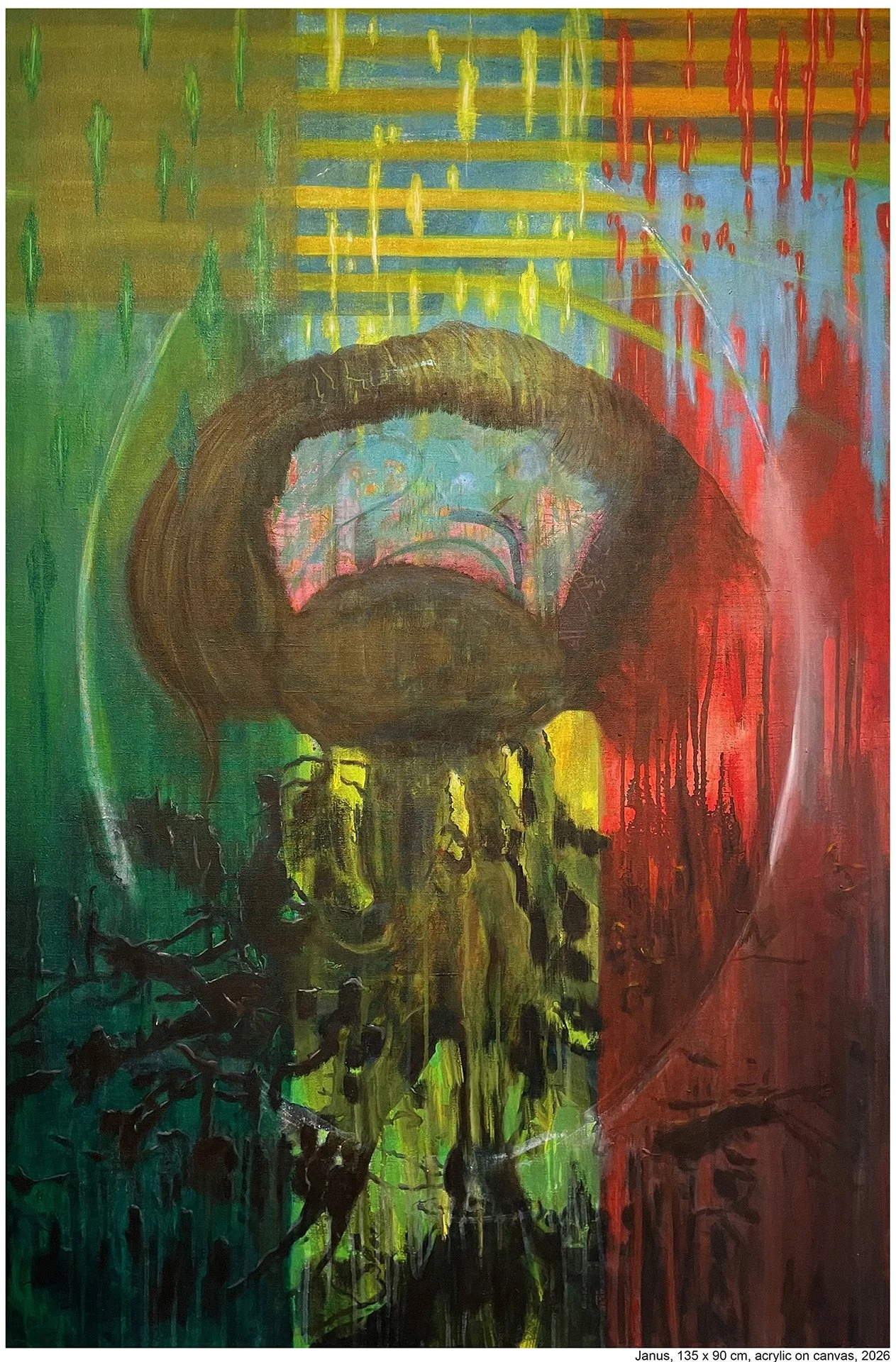 Janus, 135 x 90 cm , acrylic on canvas, 2026