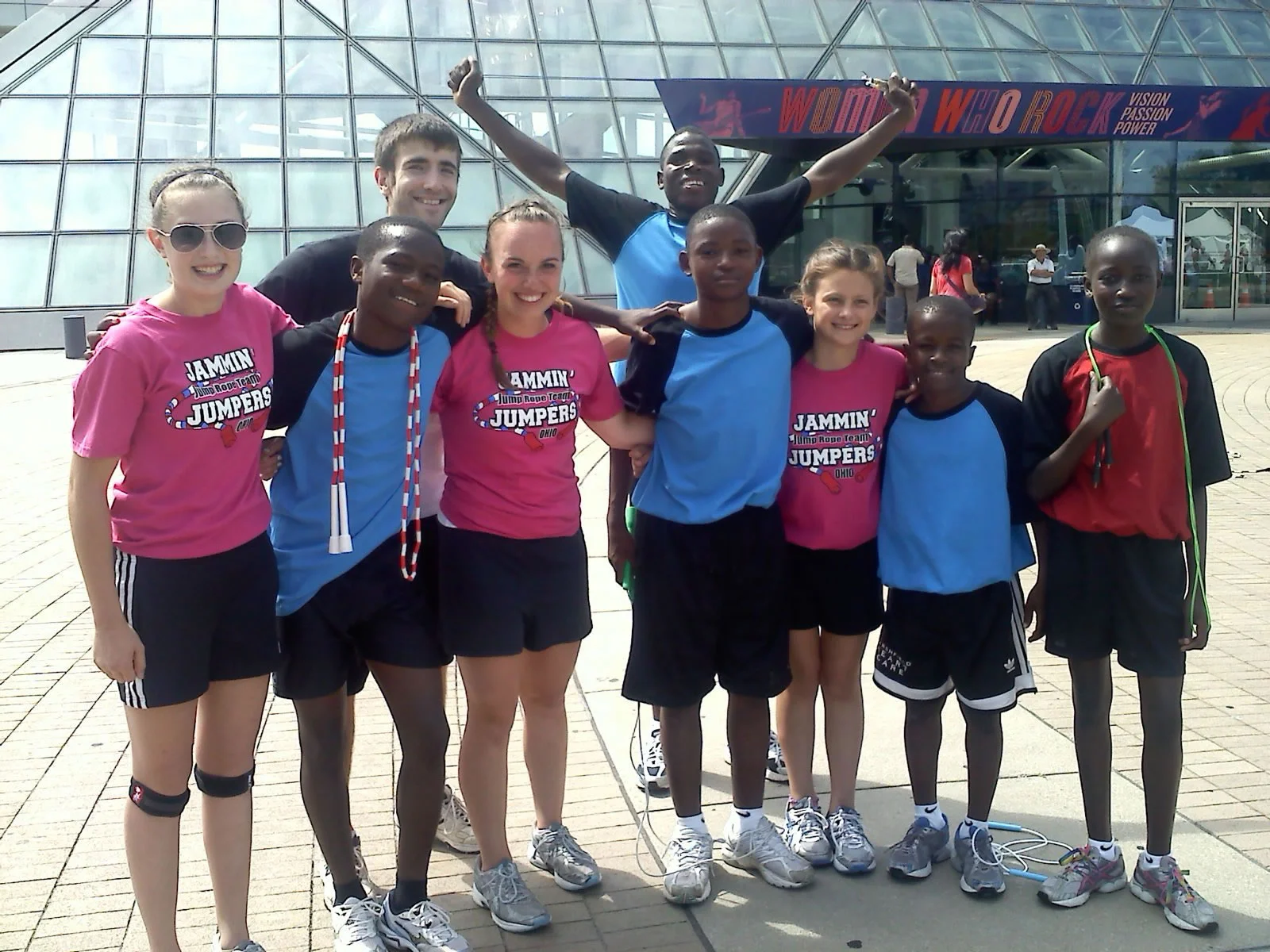 Jammin' Jumpers and Team Tanzania performed at the Rock n' Roll Hall of Fame for Jump Rope Week, in Cleveland. We have been involved in competitions across the World: American Jump Rope National Championship - Raleigh, NC Arnold Jump Rope Championship - Columbus, OH AAU Jump Rope - TN, MI, and NH *Battle of the Ropes - Medina, OH *Bear Blast - Indianapolis, IN Collegiate National Championship - Chapel Hill, NC Ignite the Flame - Columbus, OH Indy Open - Indianapolis, IN *Jaguar Jam - Bowling Green, KY Jump Wars - Parkersburg, WV Lightning Jump Off - Wadsworth, OH Michigan Invitational - Brighton, MI National College Jump Rope Championship - Columbus, OH Ohio Open - Mason, OH Ohio State Jump Rope Championship - Columbus, OH Ontario Invitational - Canada Pan American Jump Rope - Orlando, FL *Skipper Scramble - Shelbyville, IN Tournament of Champions Seattle, WA USAJR - FL & TX World Jump Rope - Orlando, France, Portugal, & Norway *Retired Events