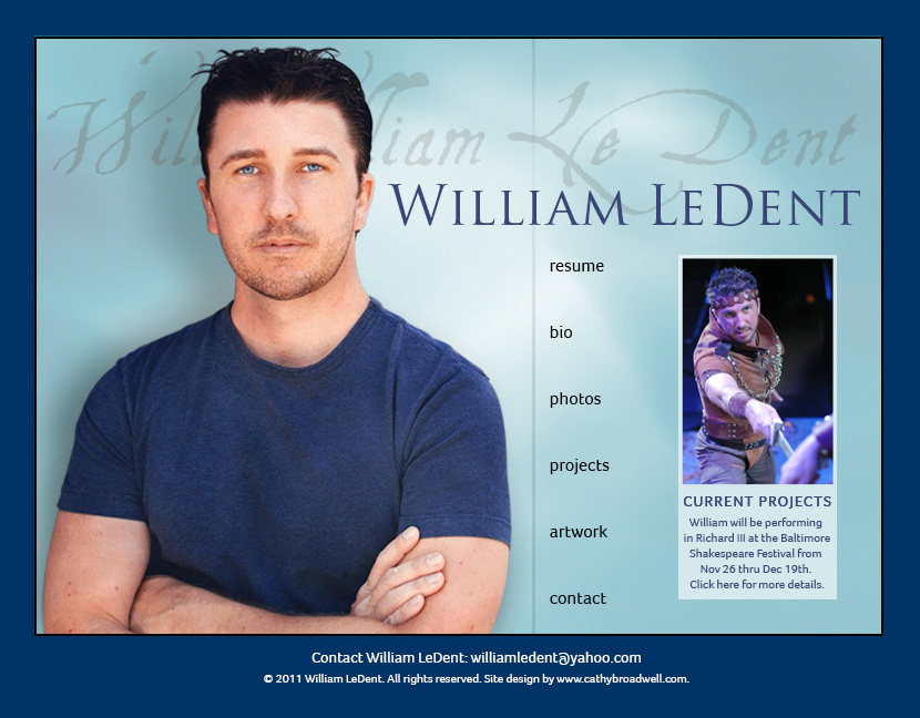 Actor & Artist, William LeDent Website Design