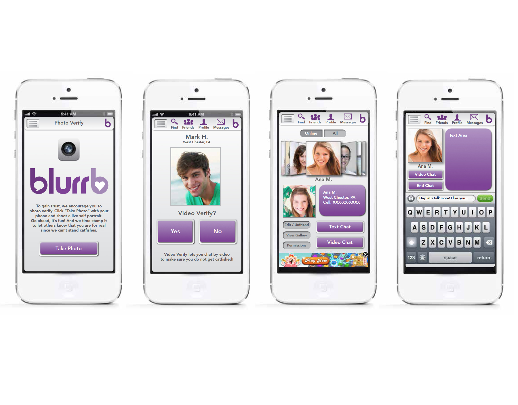 Mobile Application Design – blurb Dating App & Logo