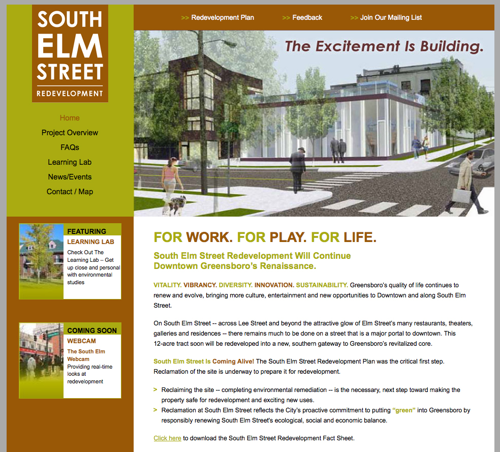 South Elm Street Redevelopment Project Website Design