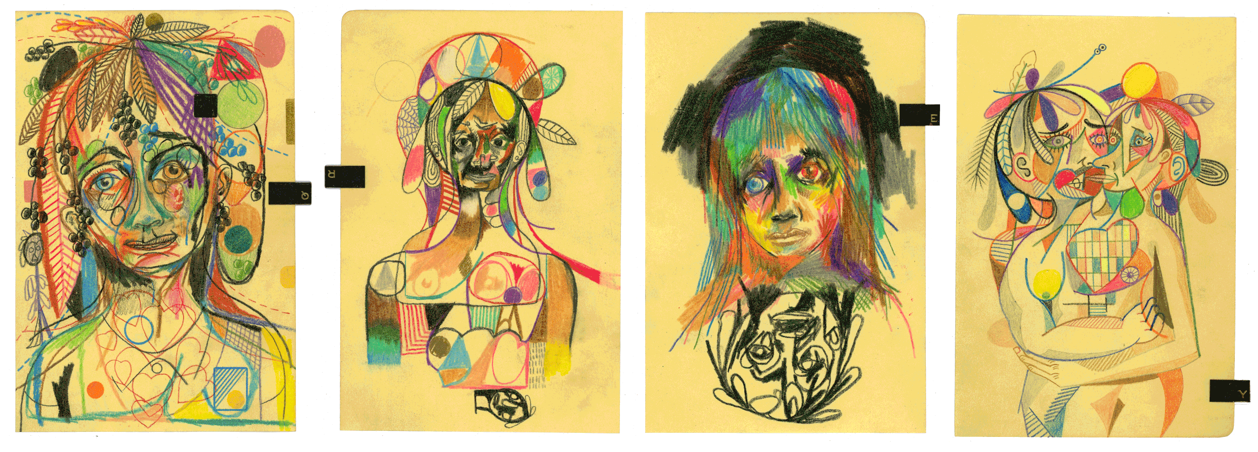 Christian Clayton Size Individual: 5 x 7.5 inches Size Set: 21.5 x 7.5 inches Color pencil on paper 2018 __ Individual Price: $650.00 Set of Four Price: $2,000.00 Inquire: cclaytonstudio@gmail.com