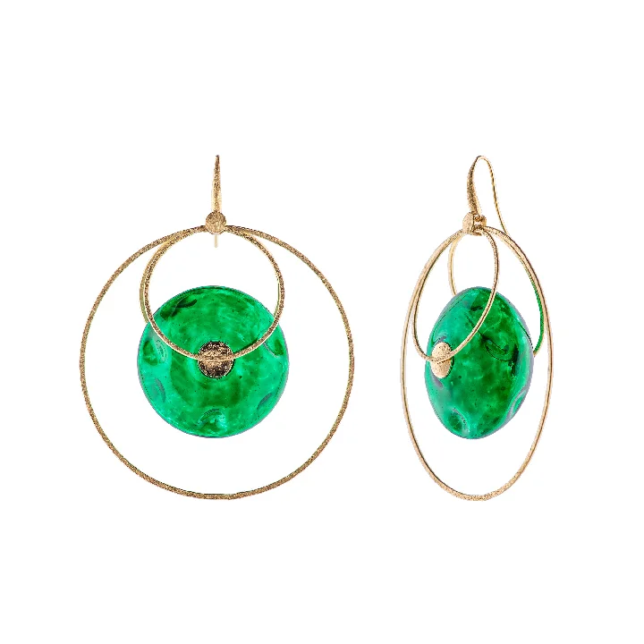 Oval Emerald d'Argento | Earrings pendants in silver 925 (Venessia)