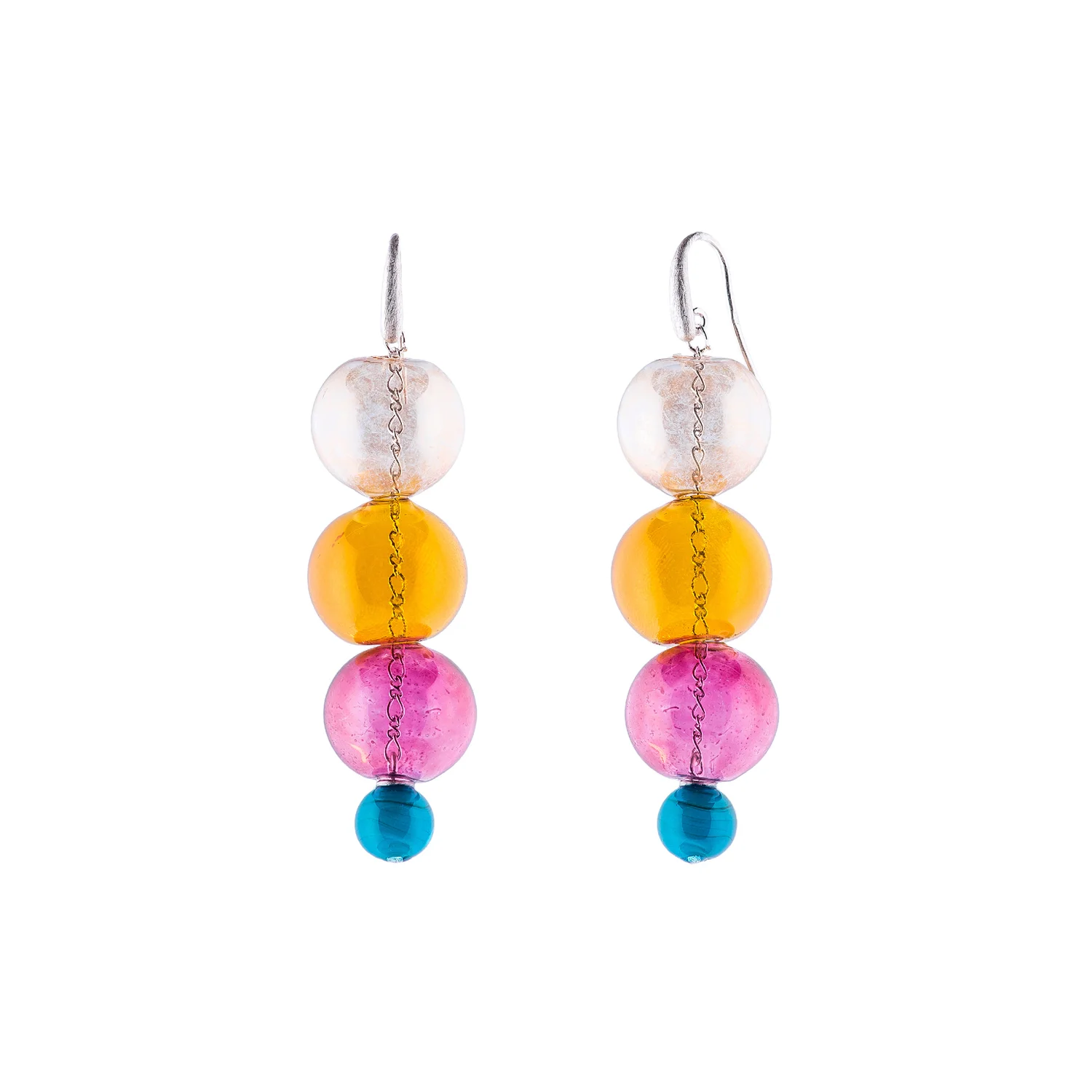 Confetti in Blown Glass | Earrings Pendant with chain in silver 925 (Carneval)