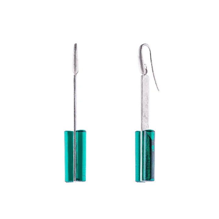 Green channels | Murano Earrings pendants in silver 925 (Canal)