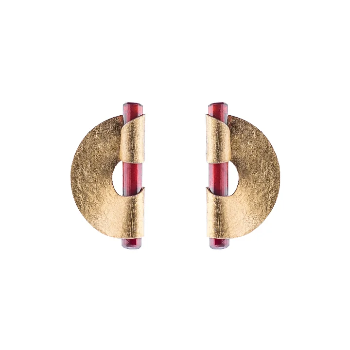 Farfalline Golden | Ruby Earrings pendants in silver 925 (Dorae)