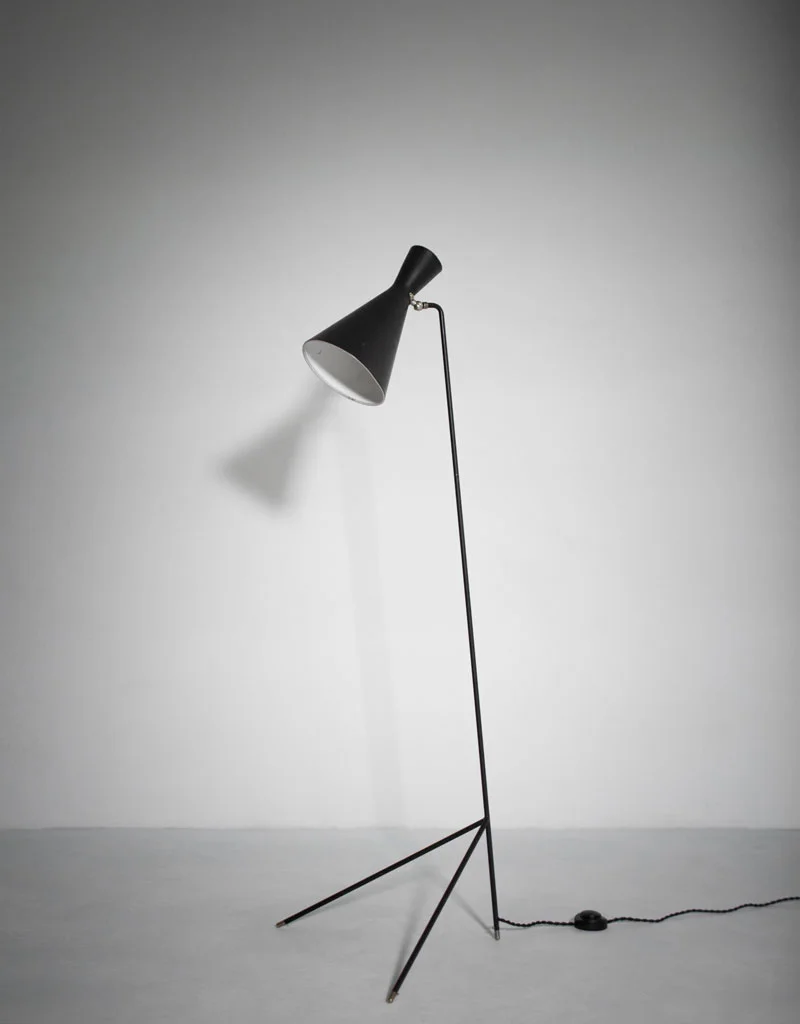  Svend Aage Holm-Sørensen floor lamp lacquered metal, brass Denmark, 1950s  sold  