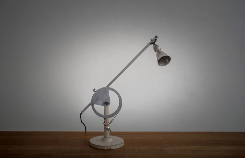  rare table lamp steel, original paint France, c. 1933 