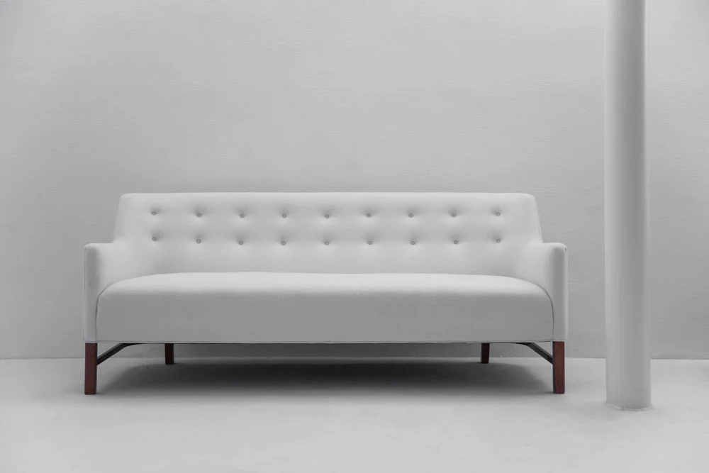  Ole Wanscher sofa mahogany, boiled wool cabinetmaker A.J. Iversen, Denmark, 1940s   