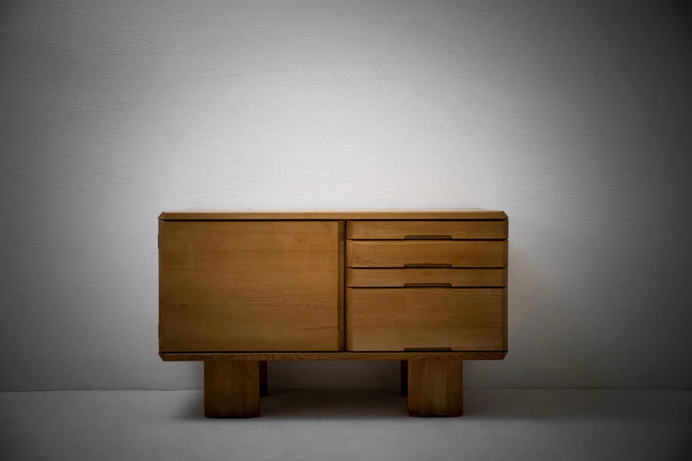  Pierre Chapo special-order R40 cabinet ash France, 1984 provenance: part of a suite of ash furniture made for the offices of Seltz, Chapo’s longtime producer  sold  