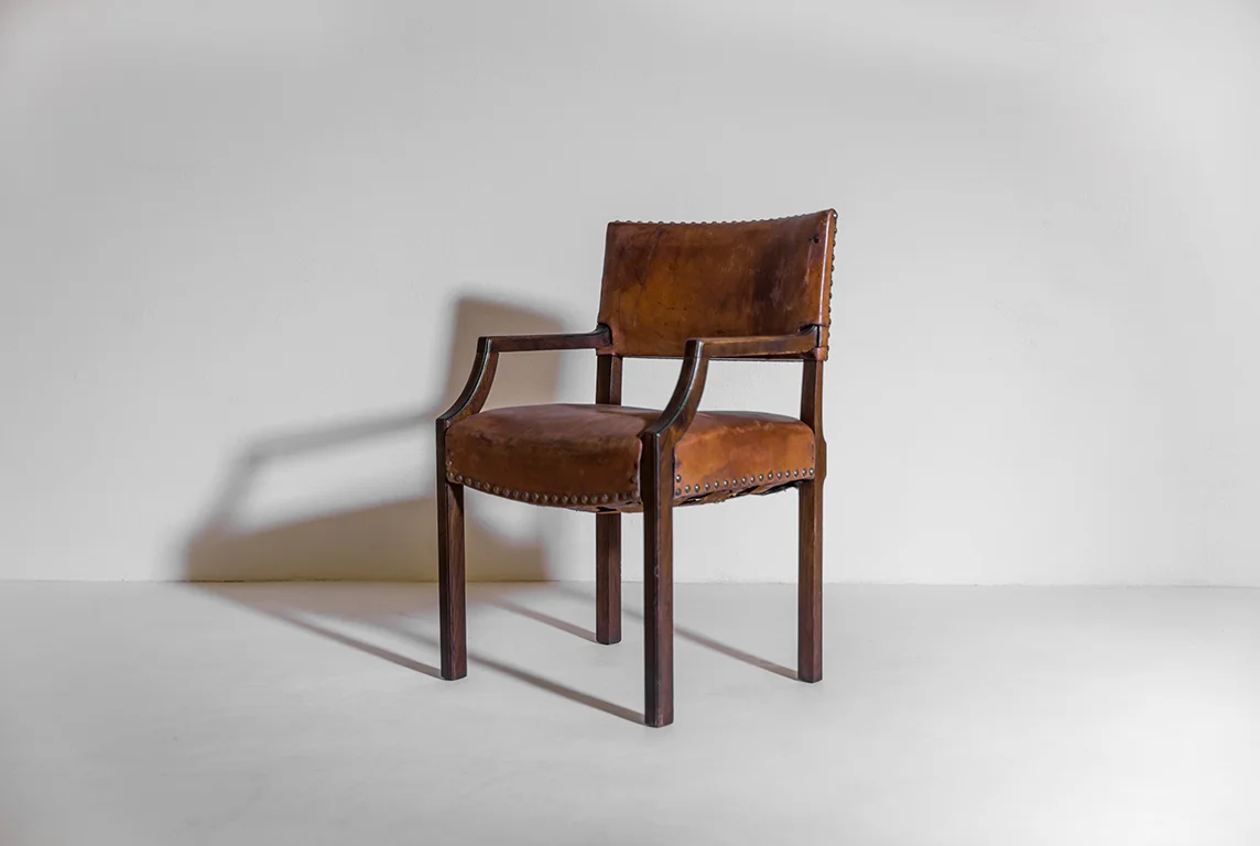  Danish  cabinetmaker armchair oak, original leather Denmark, 1930s 