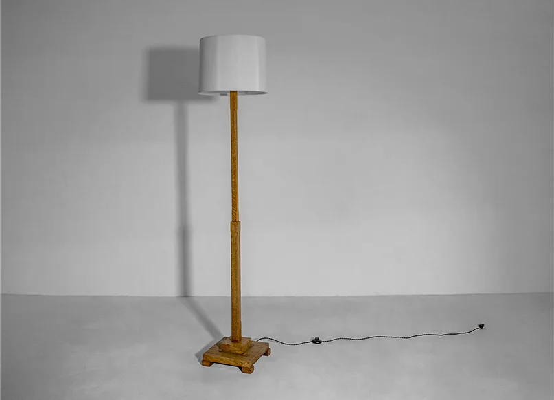  French floor lamp oak France, 1940s   