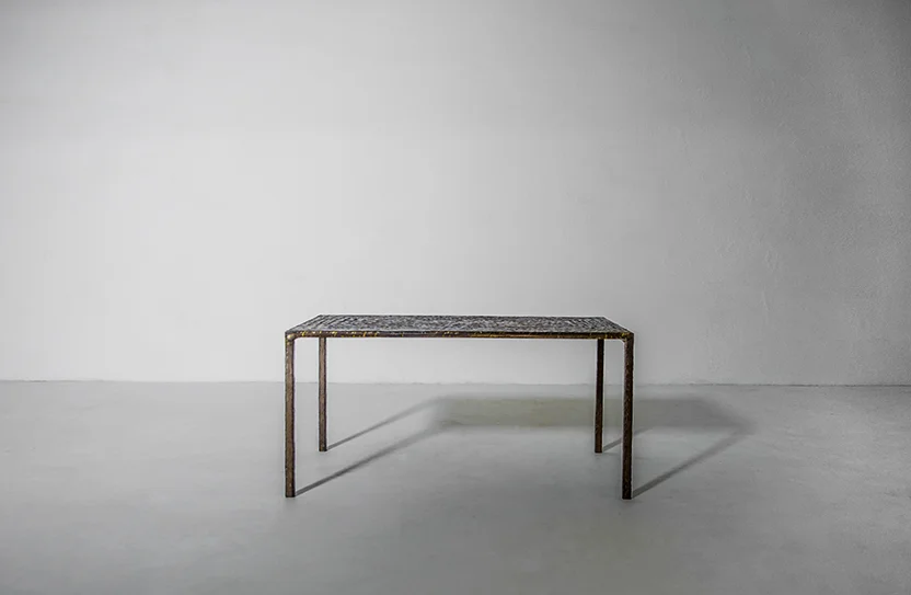 Costas Coulentianos rare coffee table bronze over steel France, c. 1960  sold     