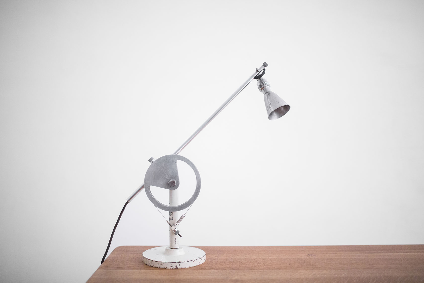  René Herbst, attribution rare table lamp steel, painted metal France, 1930s 