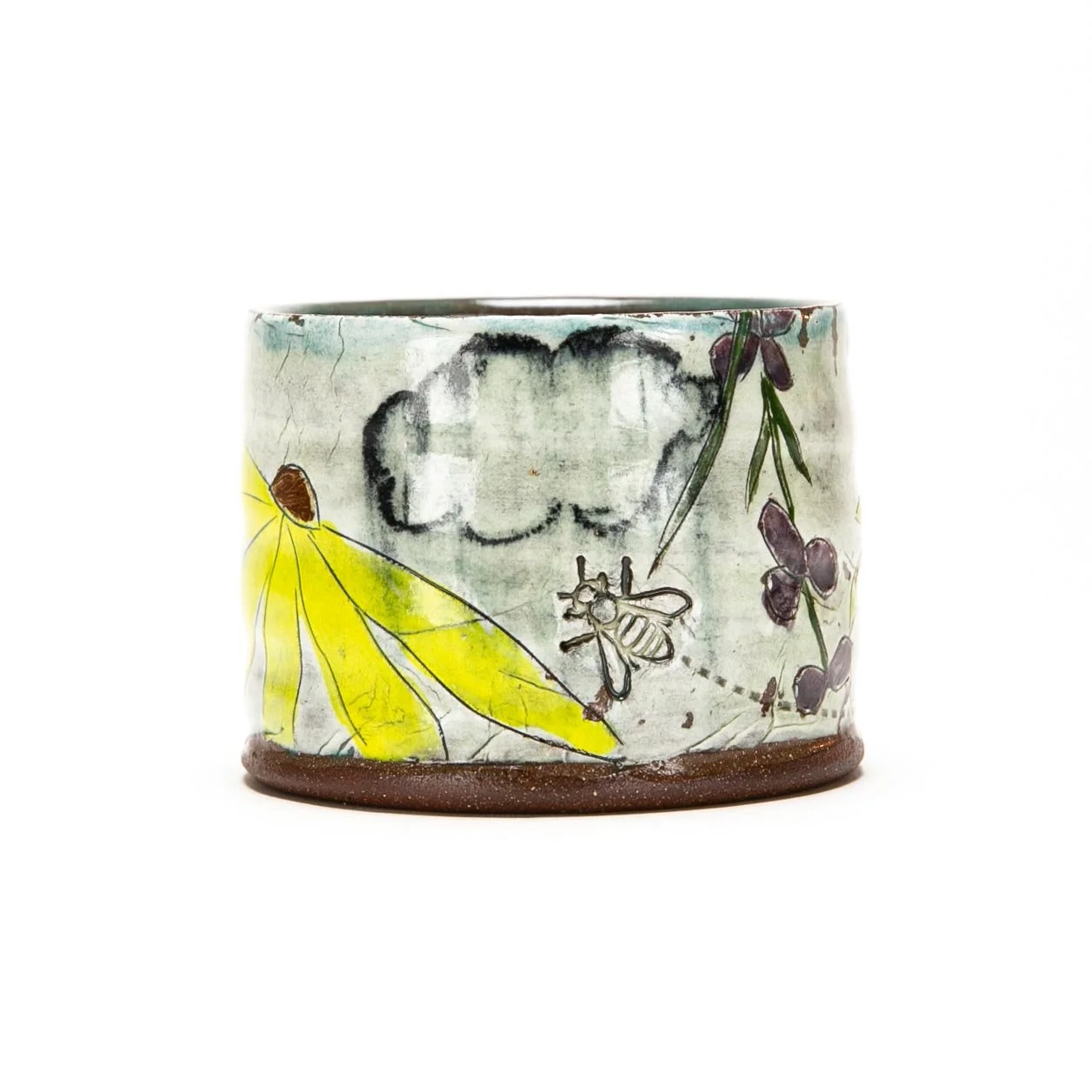 Rocks Cup: Red Stoneware with slip and underglaze. ^5 Oxidation