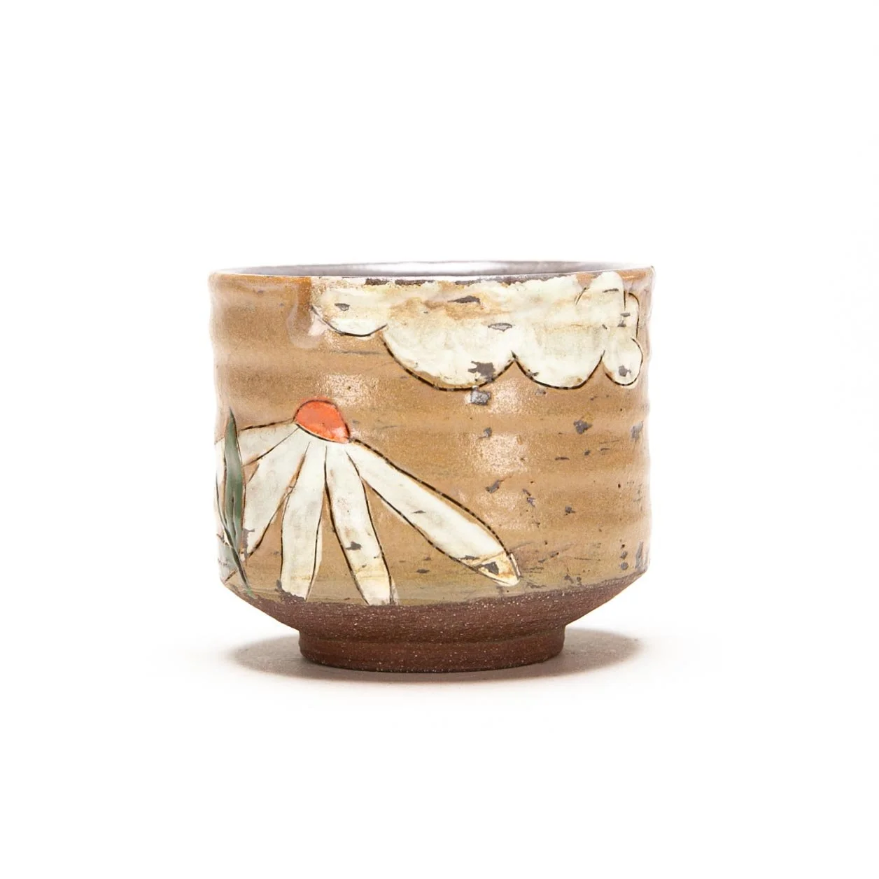 Cup: Red Stoneware with slip and underglaze. ^5 Oxidation
