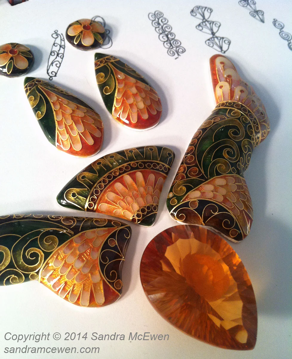 The large sparkly citrine is approximately 22 carats. 