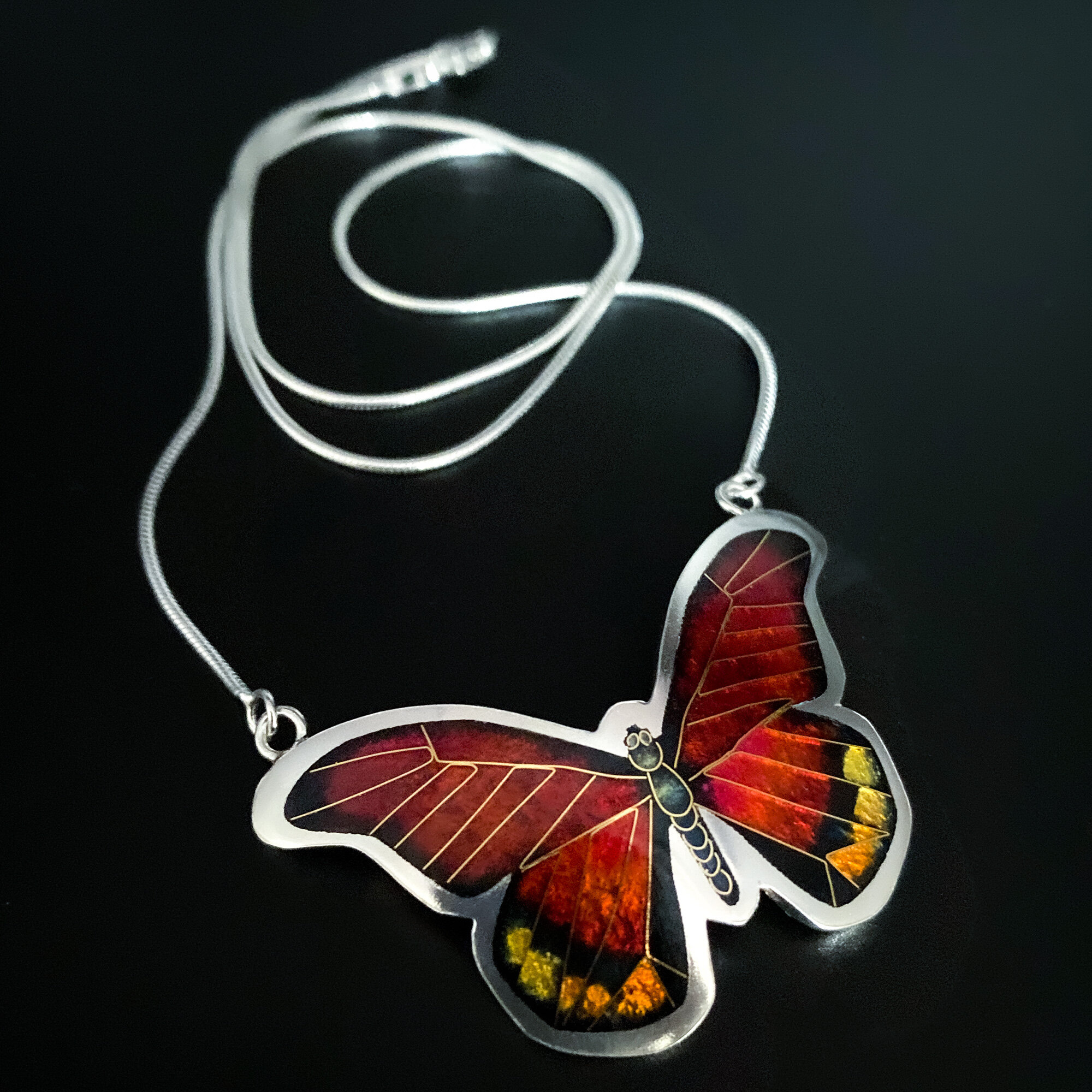 Red Butterfly Shine Charm Necklace